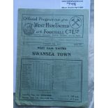 37/38 West Ham v Swansea Town Football Programme: