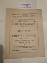 41/42 Brentford v Crystal Palace Football Programm