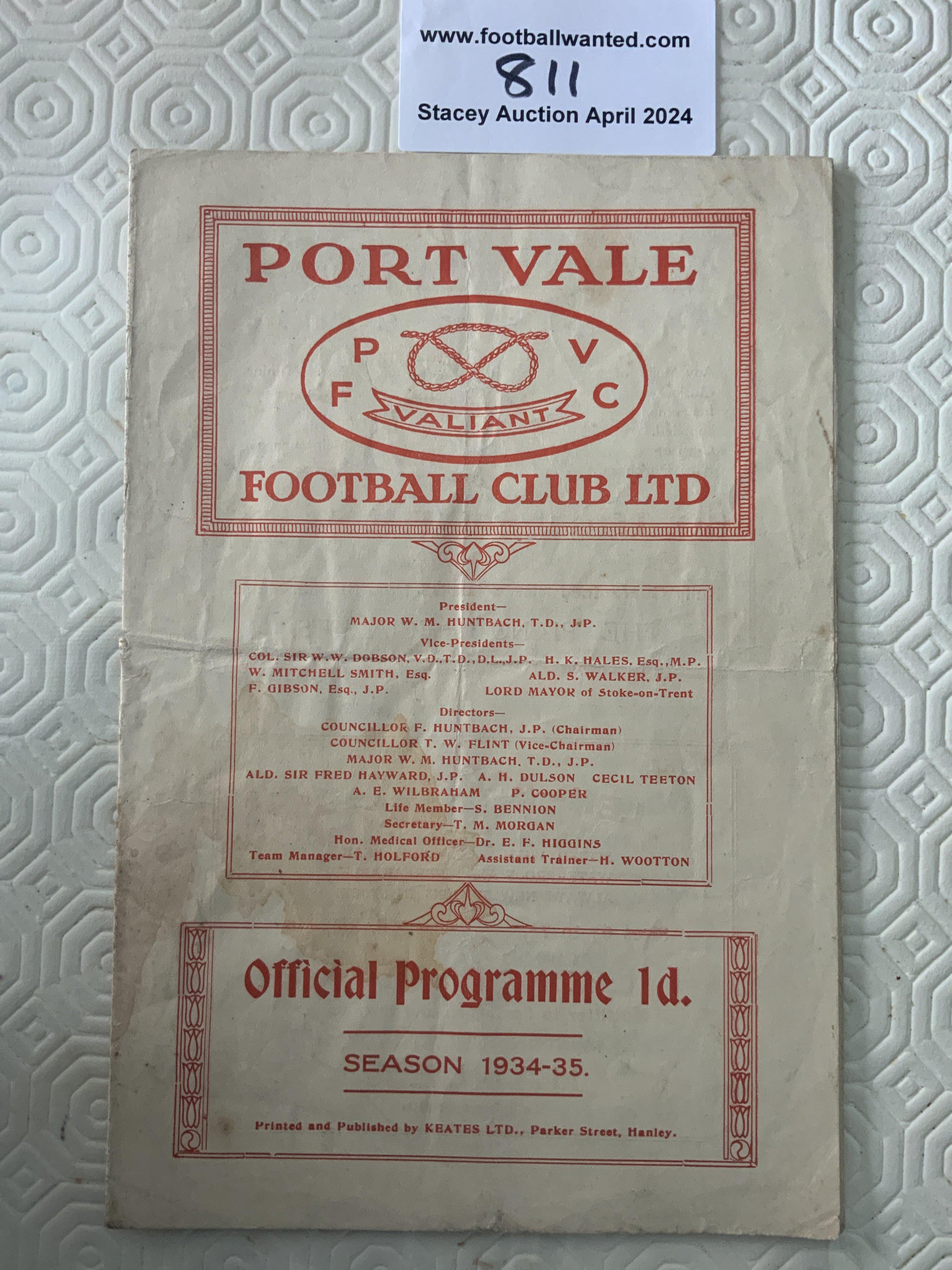 34/35 Port Vale v Brentford Football Programme: Le