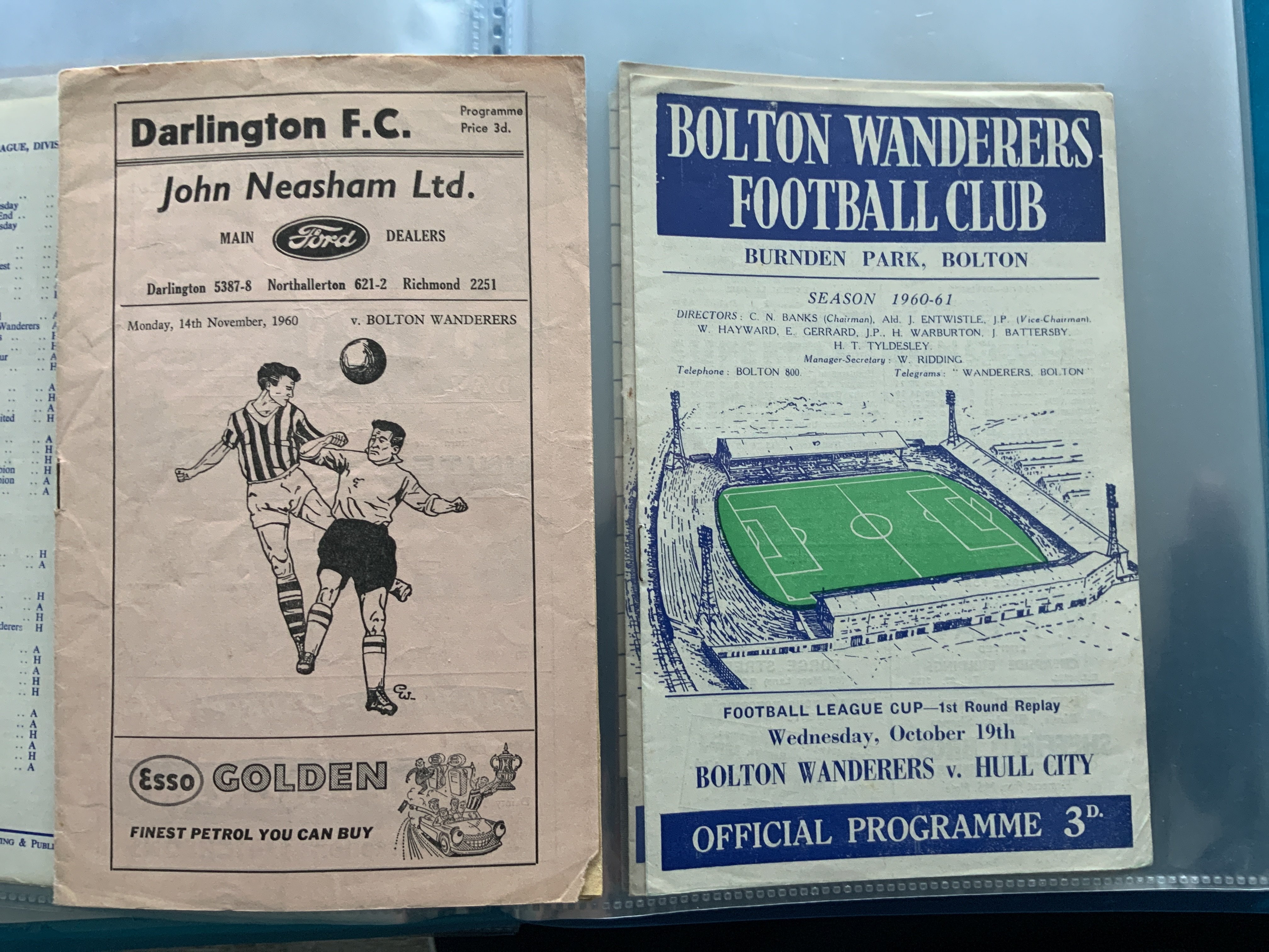 Bolton Wanderers 60/61 Football Programmes: Near c