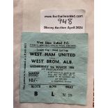 1966 League Cup Final Football Ticket: West Ham v