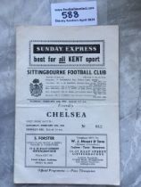 59/60 Sittingbourne v Chelsea Football Programme: