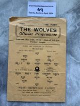 44/45 Wolves v West Brom Football Programme: Singl