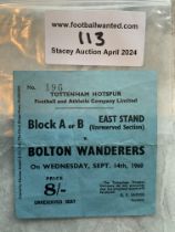 60/61 Tottenham v Bolton Football Ticket: Spurs do