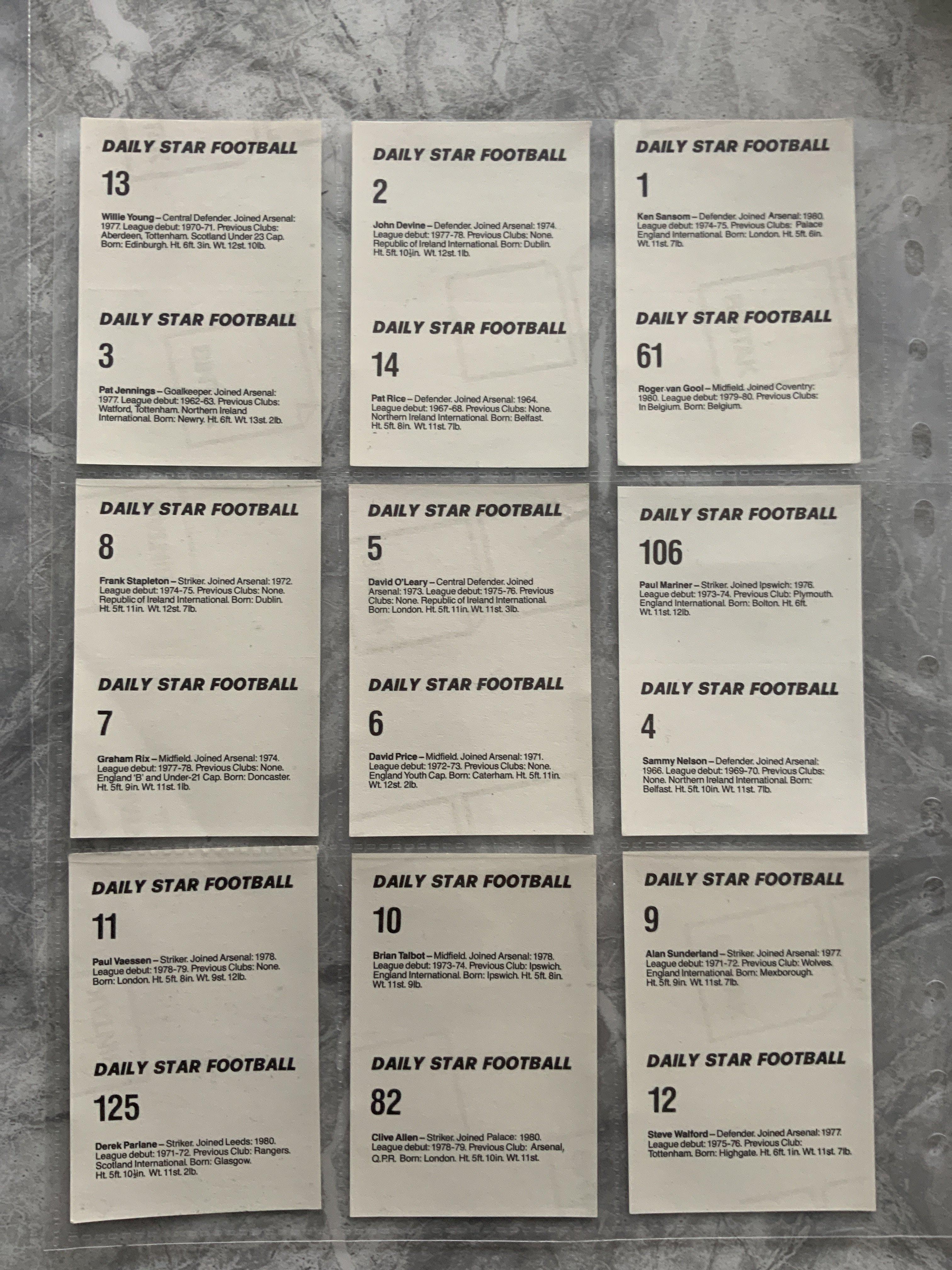 1981 Daily Star Uncut Set Of Football Cards: Compl - Image 2 of 2