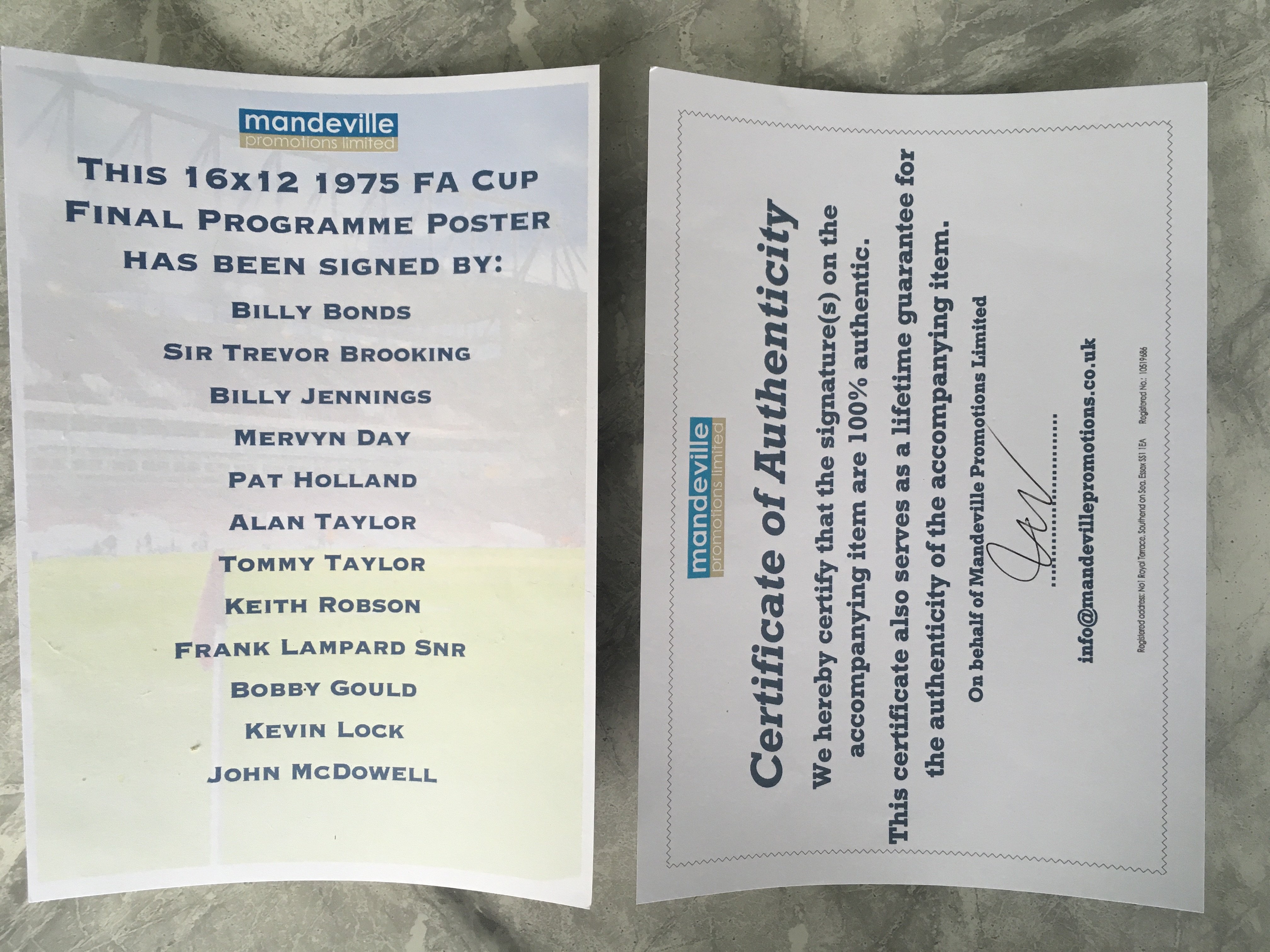 1975 FA Cup Final Signed Football Poster: 16 x 12 - Image 2 of 2