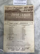 54/55 Third Lanark v Cowdenbeath Football Programm