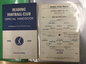 Reading + Plymouth 58/59 Football Programmes: For