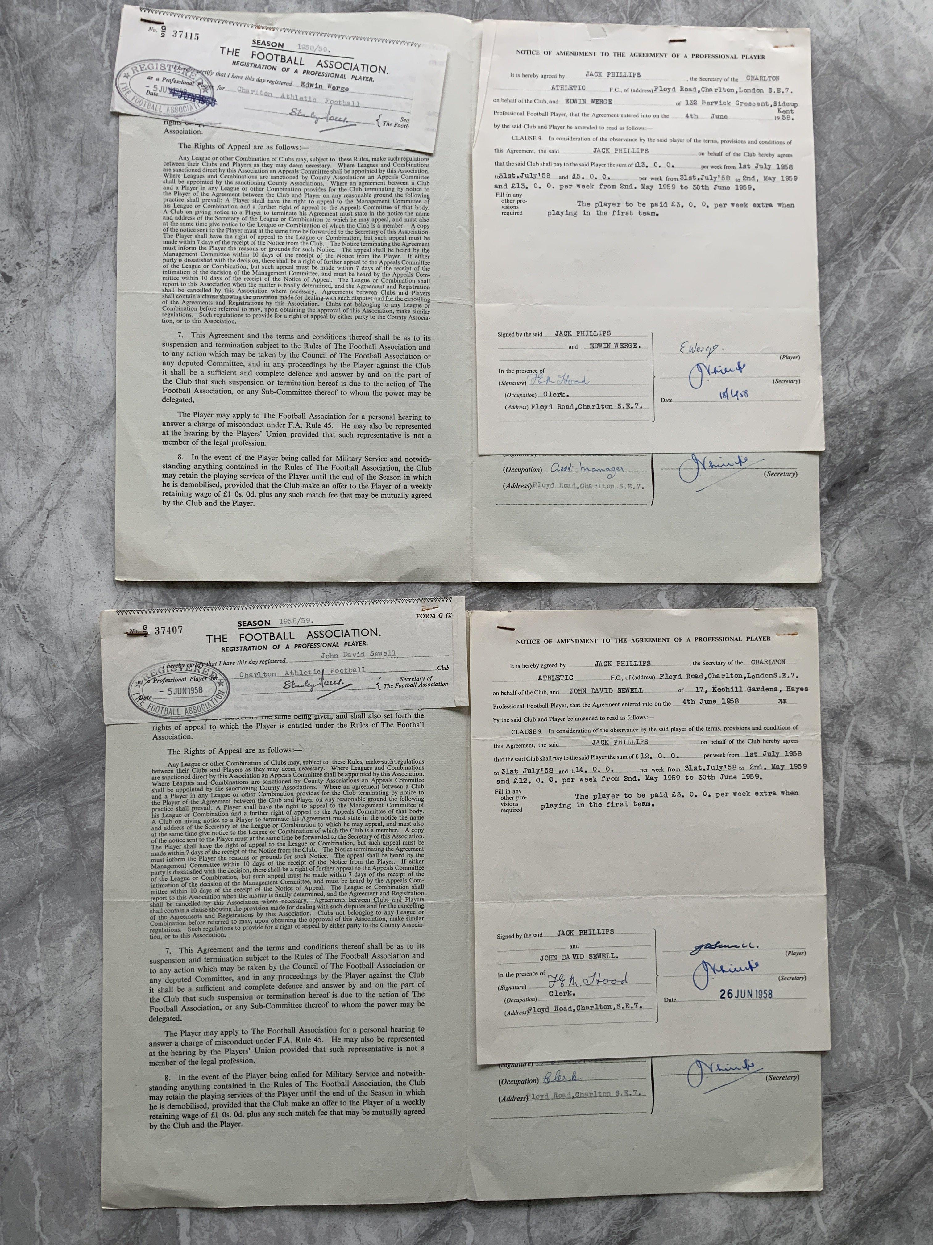 Charlton 58/59 Football Contracts: Original contra - Image 2 of 2
