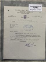 Alf Ramsey Signed Letter To The Football Associati