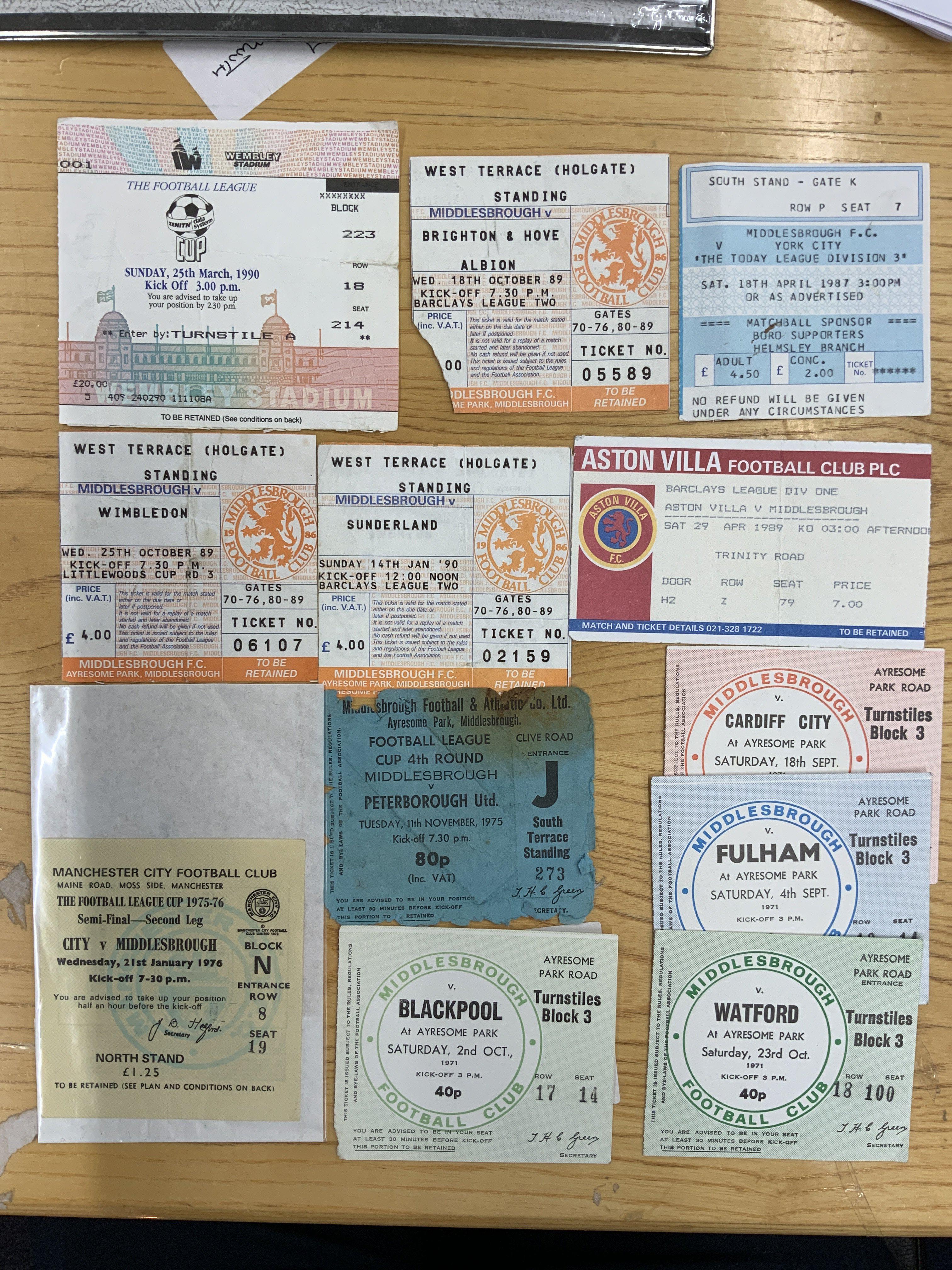 Middlesbrough Football Ticket Collection: Mainly l