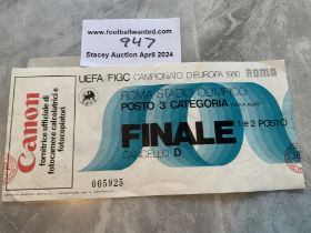 Euro 1980 Football Final Ticket: West Germany v Be