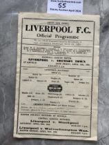 45/46 Liverpool v Grimsby Town Football Programme: