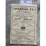 45/46 Liverpool v Grimsby Town Football Programme: