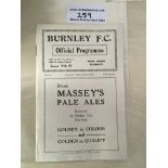 38/39 Burnley v Chesterfield Football Programme: E
