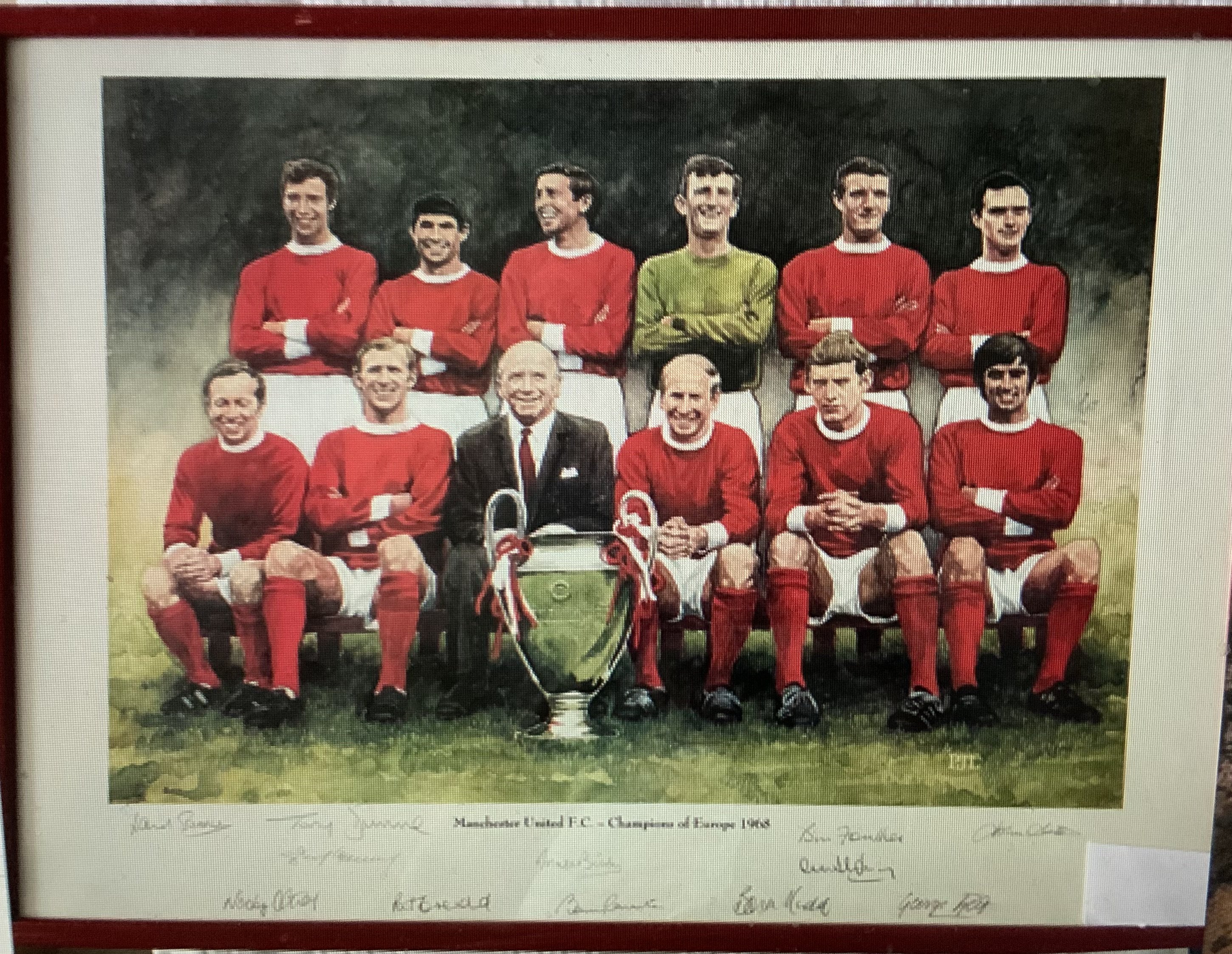 1968 Manchester United Fully Signed Framed Footbal