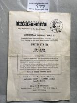 1964 USA v England Signed Football Programme: Form