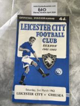 61/62 Leicester City v Chelsea Postponed Football