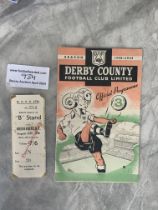 48/49 Derby v Huddersfield Football Ticket + Progr