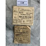 1950s Tottenham Home Friendly Football Tickets: Un