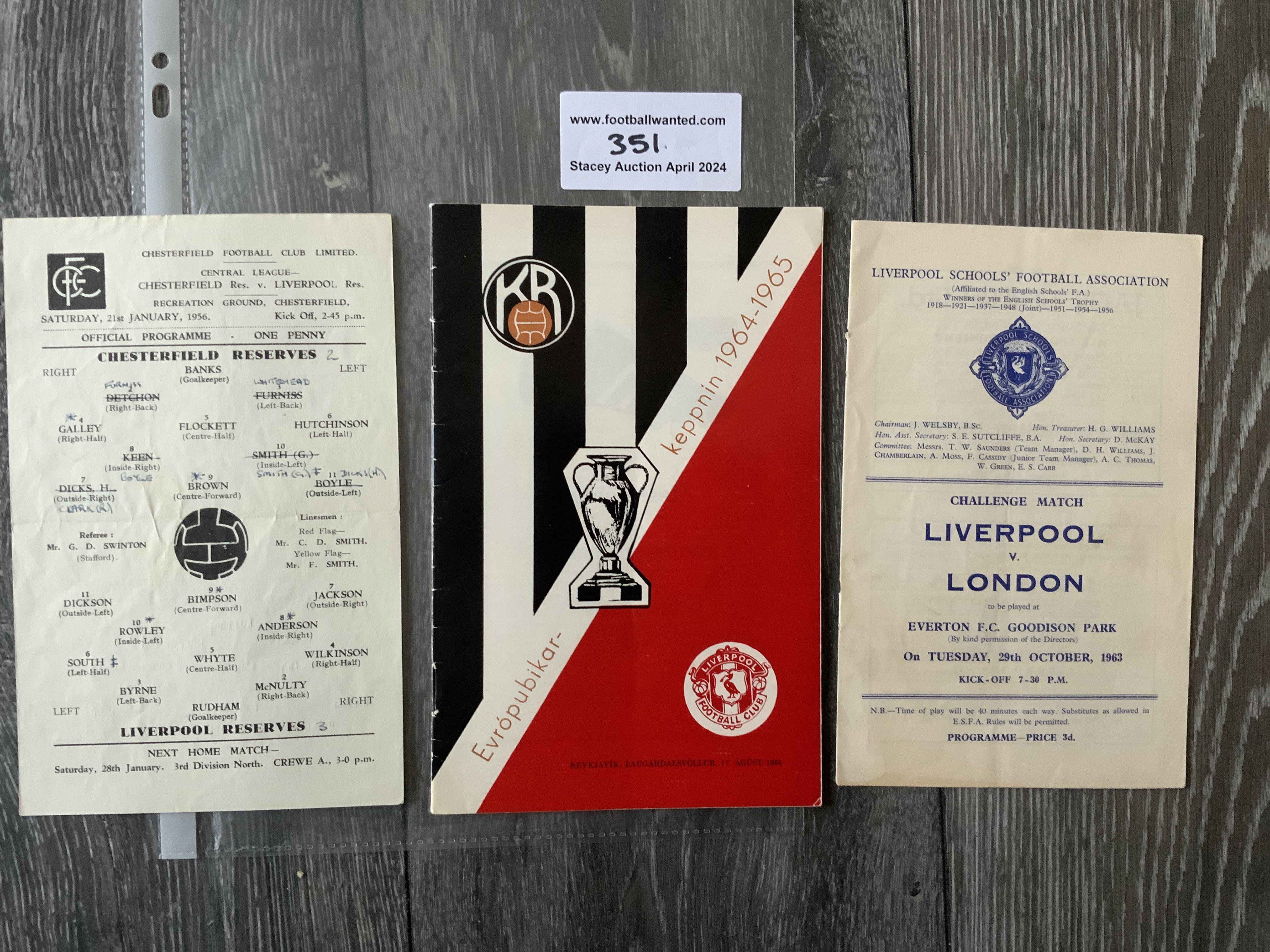 64/65 Reykjavik v Liverpool Football Programme: Li