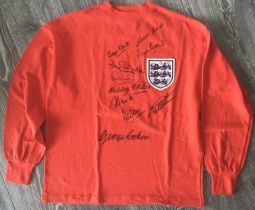 England 1966 World Cup Signed Football Shirt: Red