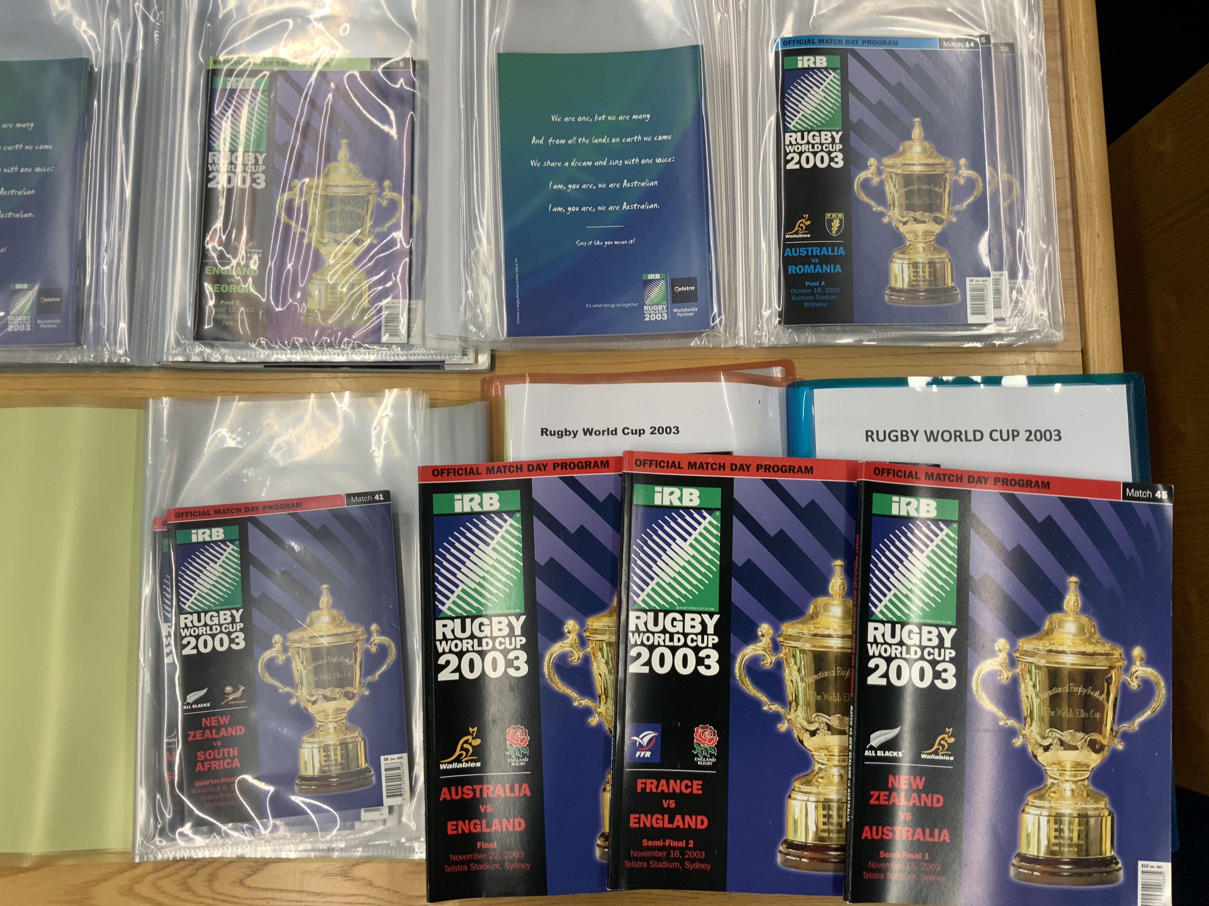 2003 Rugby World Cup Complete Programme Collection