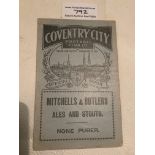 29/30 Coventry v Brentford Football Programme: Lea