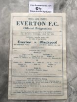 43/44 Everton v Blackpool Football Programme: Good