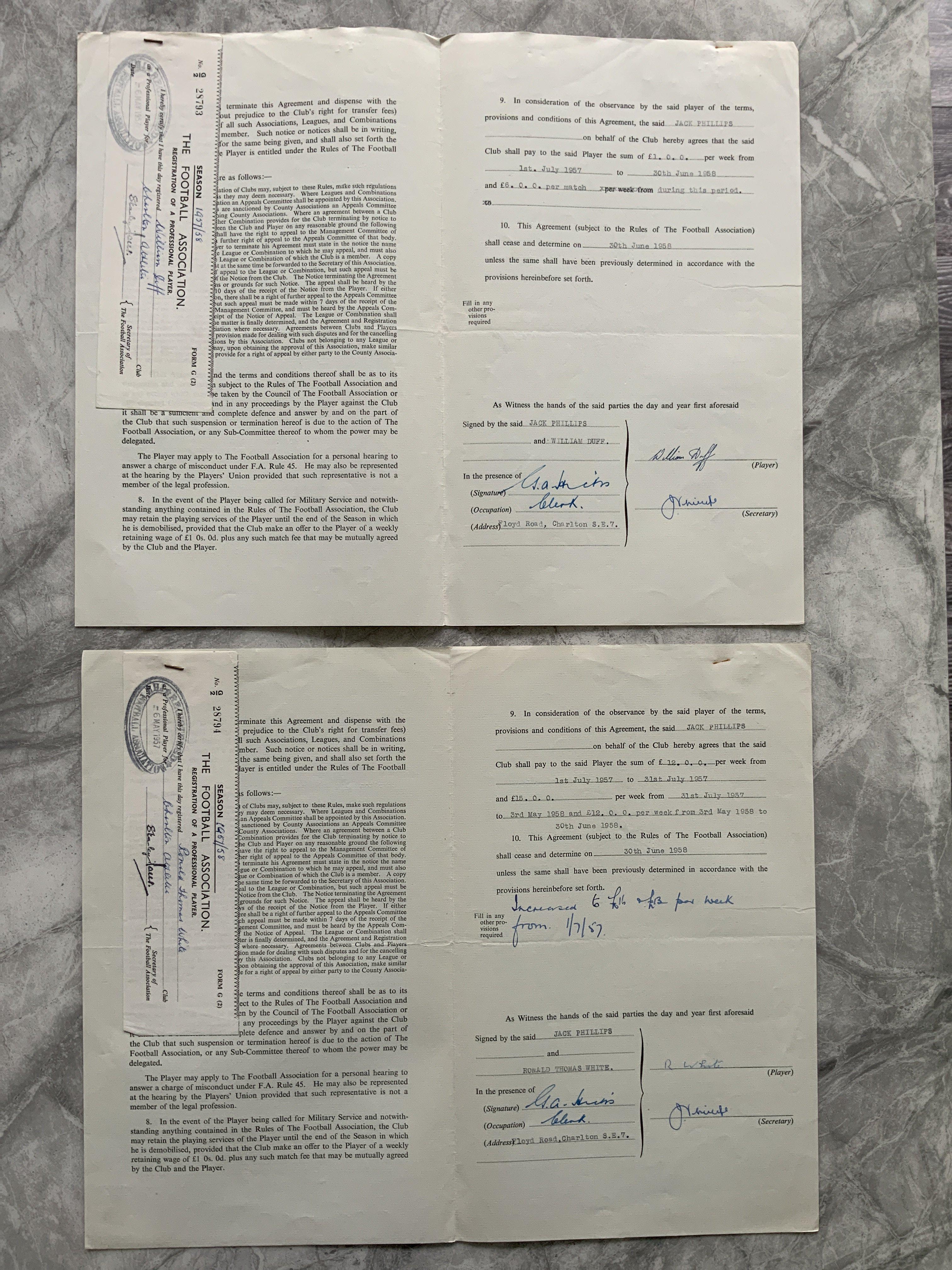 Charlton 57/58 Football Contracts: Original contra - Image 2 of 2