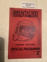 35/36 Brentford v Leeds United Football Programme: