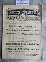 1921 - 1922 Notts County v Hull City Football Prog