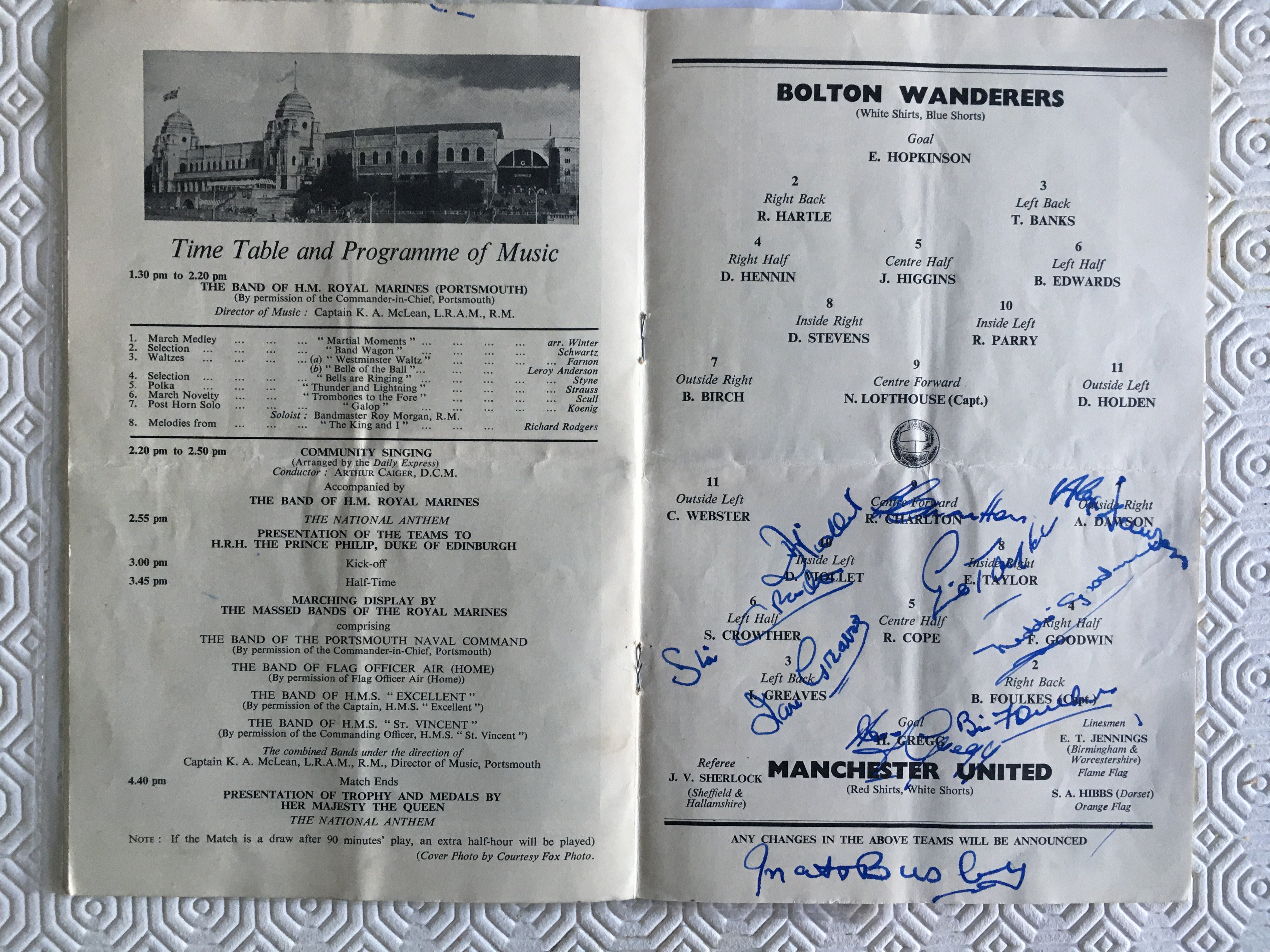 1958 Manchester United Signed FA Cup Final Program