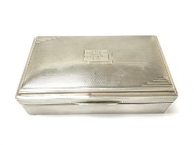 A large silver cigarette box. Birmingham hallmarks