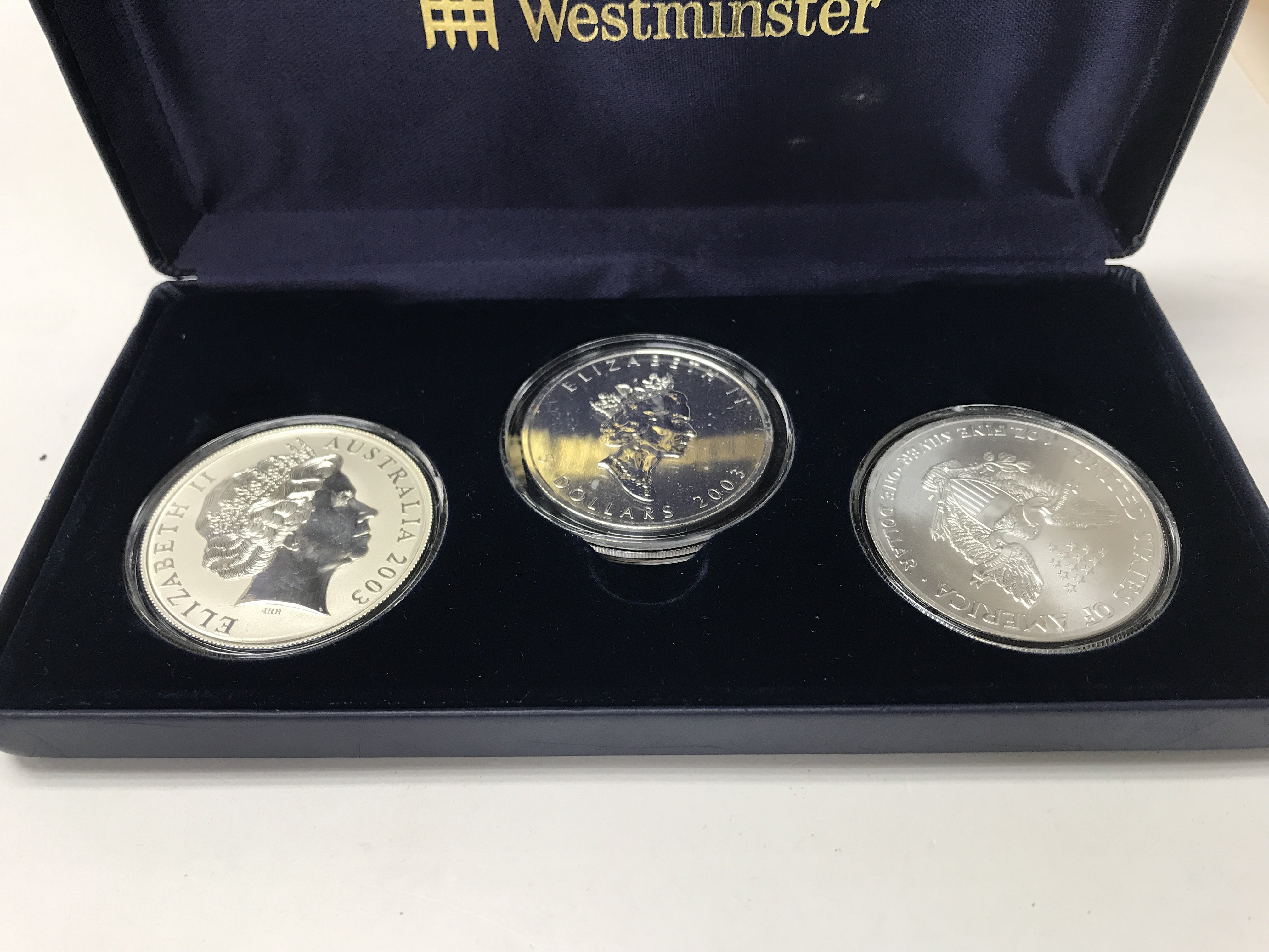 A set of three 2003 1oz silver coins including a m - Image 2 of 2