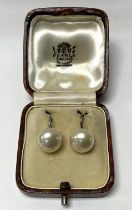 A pair of vintage sterling silver and pearl screw