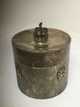 A Quality Silver commemorative jar and cover the l