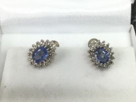 A vintage pair of 9ct white gold oval cornflower b