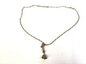 A 9ct gold chain with an unmarked pendant attached