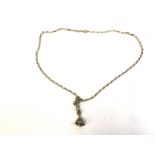 A 9ct gold chain with an unmarked pendant attached