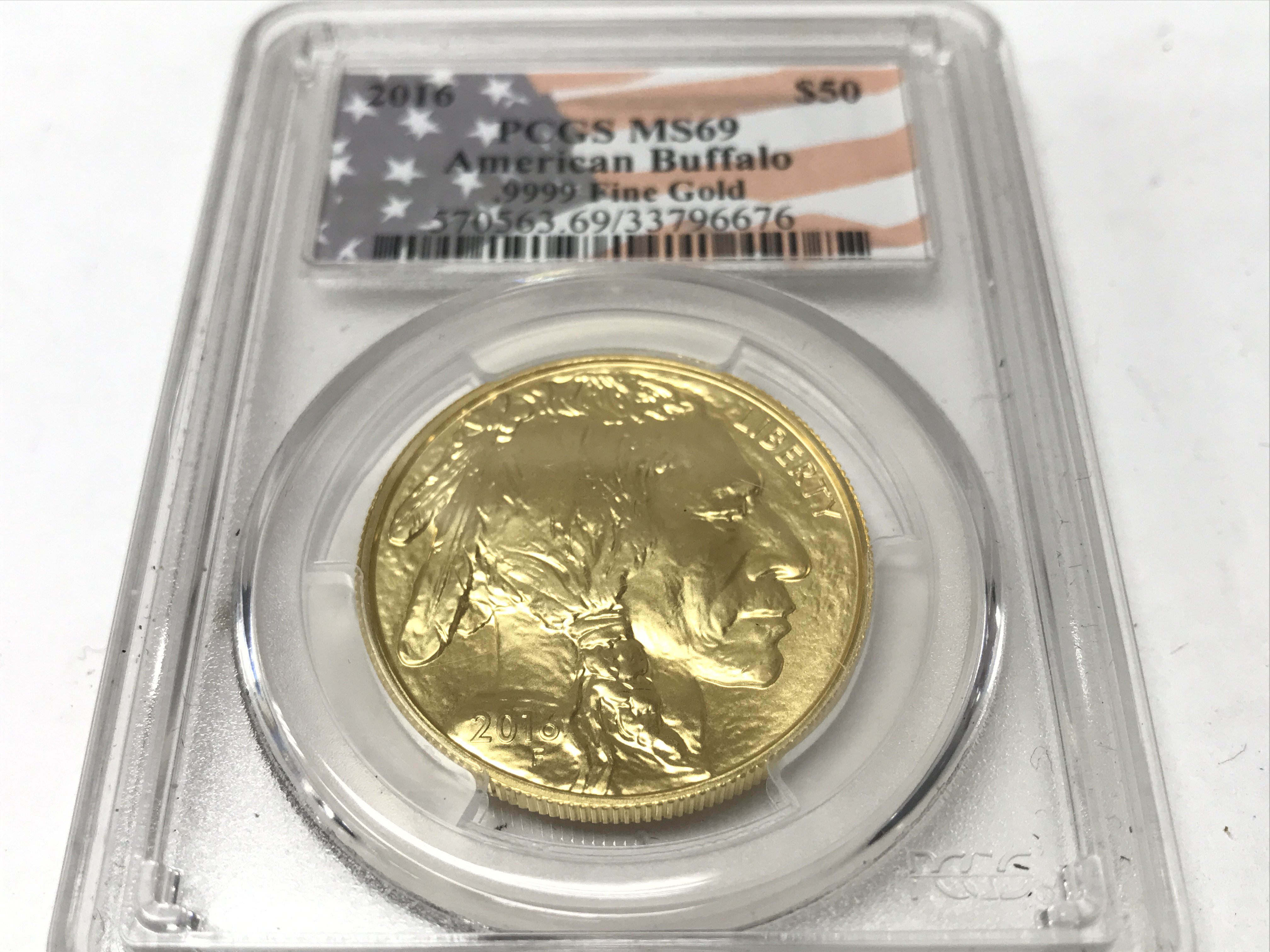 A 2016 gold 50 dollar American buffalo PCGS graded