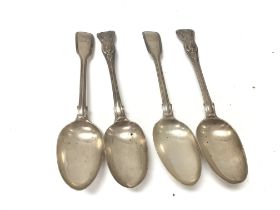 Four large silver spoon. Total weight approx 360g