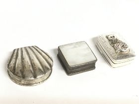 Three silver hallmarked pill boxes. Postage catego