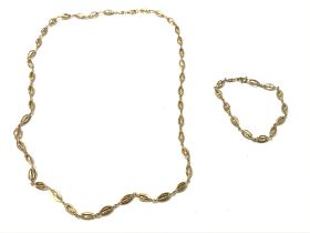 A 9ct Italian necklace and bracelet. Total weight