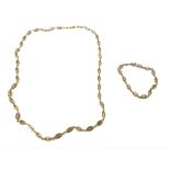 A 9ct Italian necklace and bracelet. Total weight