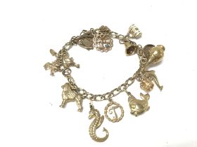 A 9ct gold charm bracelet with a number of gold ch