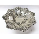 A silver fruit bowl with Birmingham hallmarks 1898. 23.5cm diameter and 296g