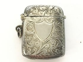 A silver Birmingham hallmarked vesta case, postage