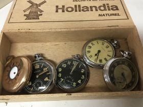 A collection of pocket watches including a gold pl