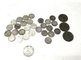 A small collection of silver three pence as a 1919